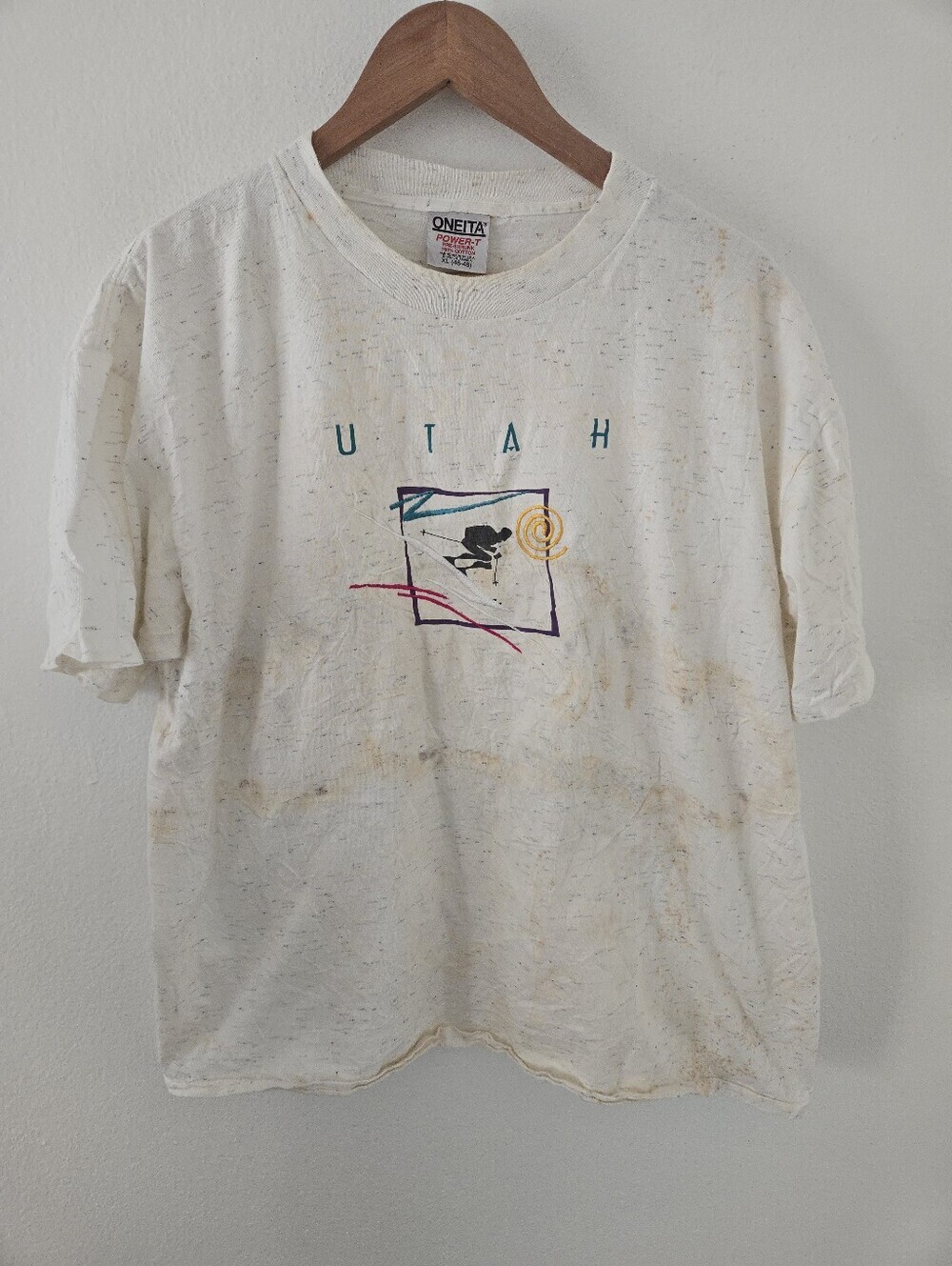 Vintage Oneita Utah Skiing Mens XL White
